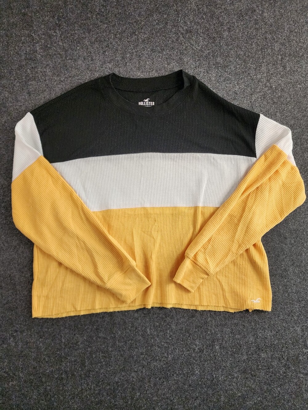 Hollister Colorblock Crewneck Sweater - Black, White & Mustard